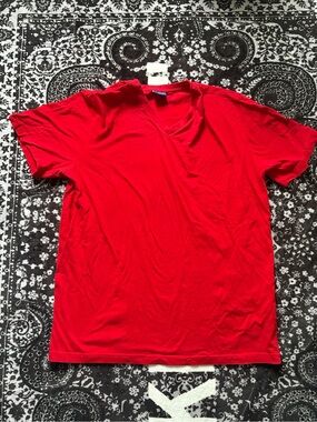 CityLab Red V Neck T Shirt XL Basic Cotton Essential Tee